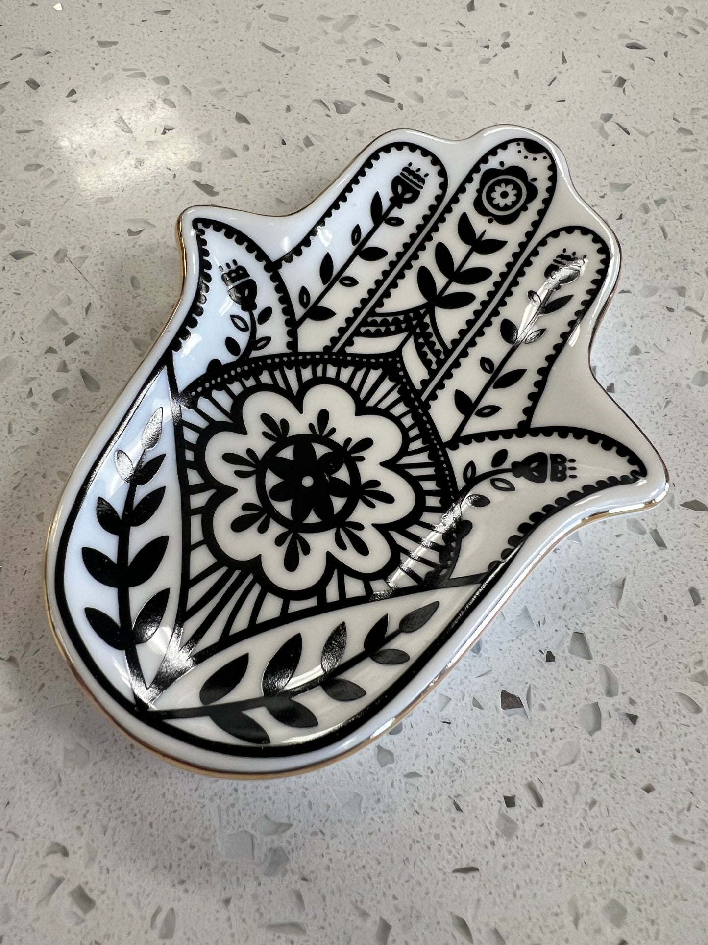Black & White Ceramic Hamsa Dish